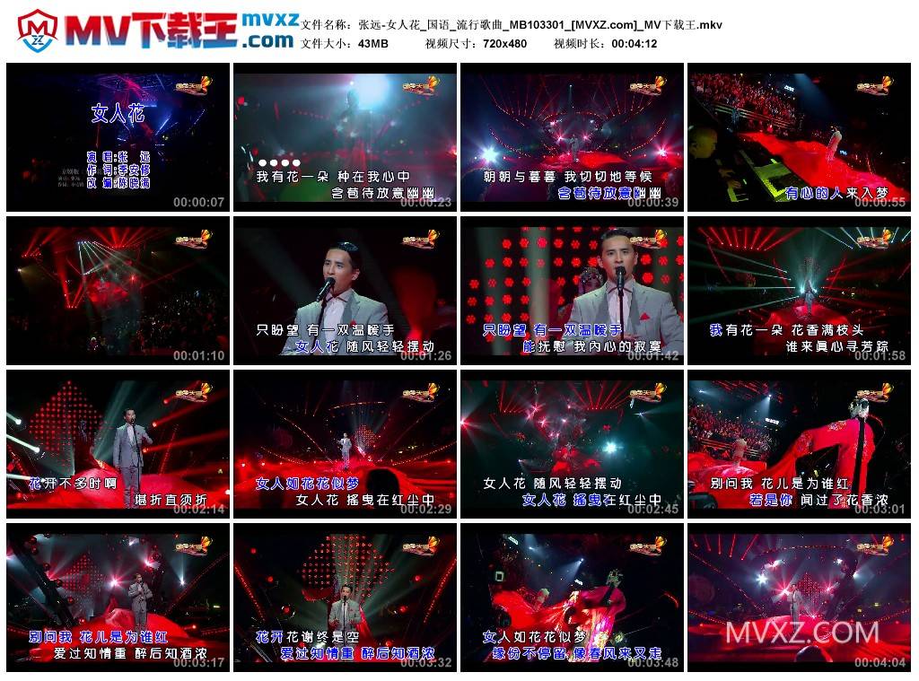 张远-女人花_国语_流行歌曲_MB103301